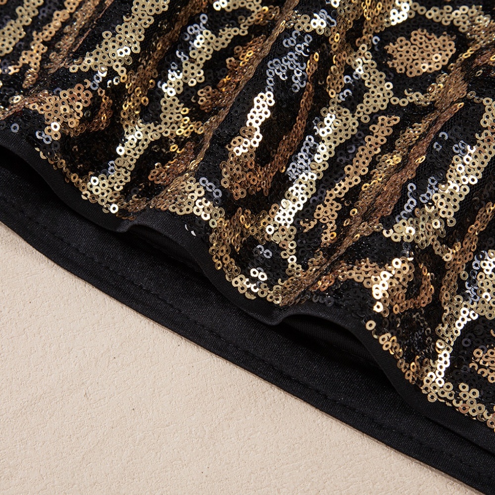 Leopard Print Sequin Mini Skirt - Picture 9 of 9